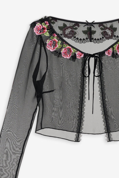 For Love and Lemons - Love Garden Sheer Shrug - Black