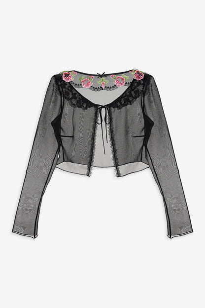 For Love and Lemons - Love Garden Sheer Shrug - Black