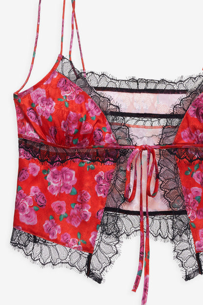 For Love and Lemons - Bellamy Sleep Top & Sleep Mask - Red