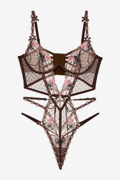 For Love and Lemons - Runaway Bows Bodysuit - Brown