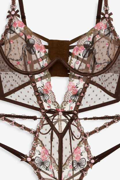 For Love and Lemons - Runaway Bows Bodysuit - Brown