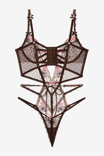 For Love and Lemons - Runaway Bows Bodysuit - Brown