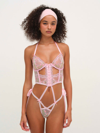 For Love and Lemons - Ily Embroidered Teddy - Pink