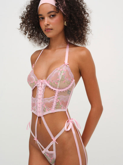 For Love and Lemons - Ily Embroidered Teddy - Pink