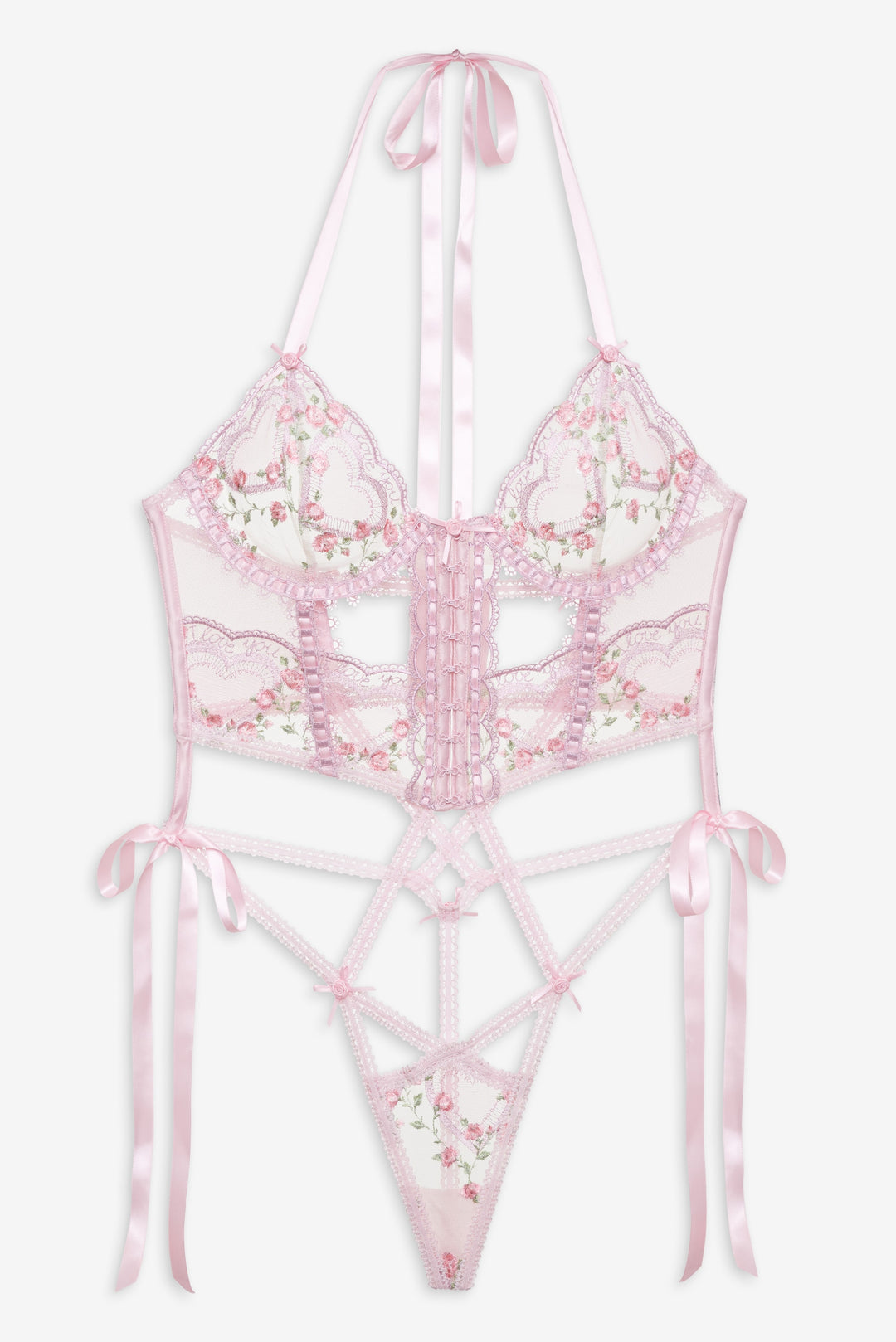 For Love and Lemons - Ily Embroidered Teddy - Pink