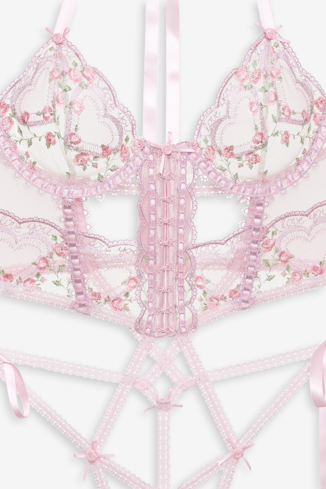 For Love and Lemons - Ily Embroidered Teddy - Pink