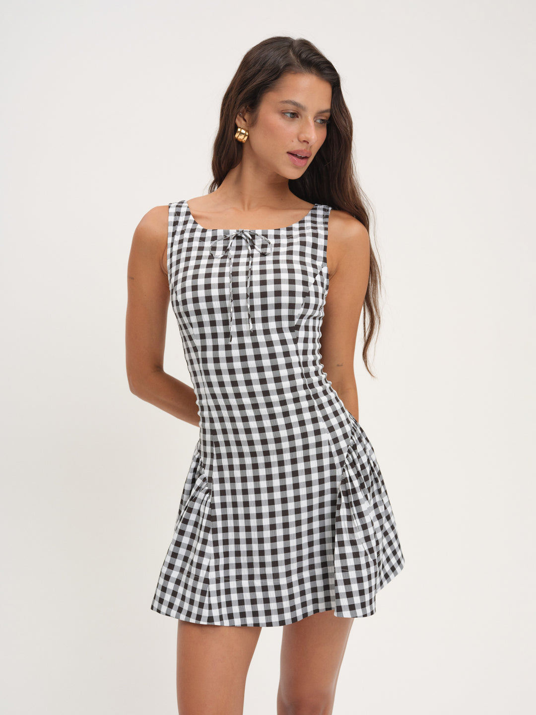 For Love and Lemons - Scotch Bonnet Gingham Mini Dress - Black
