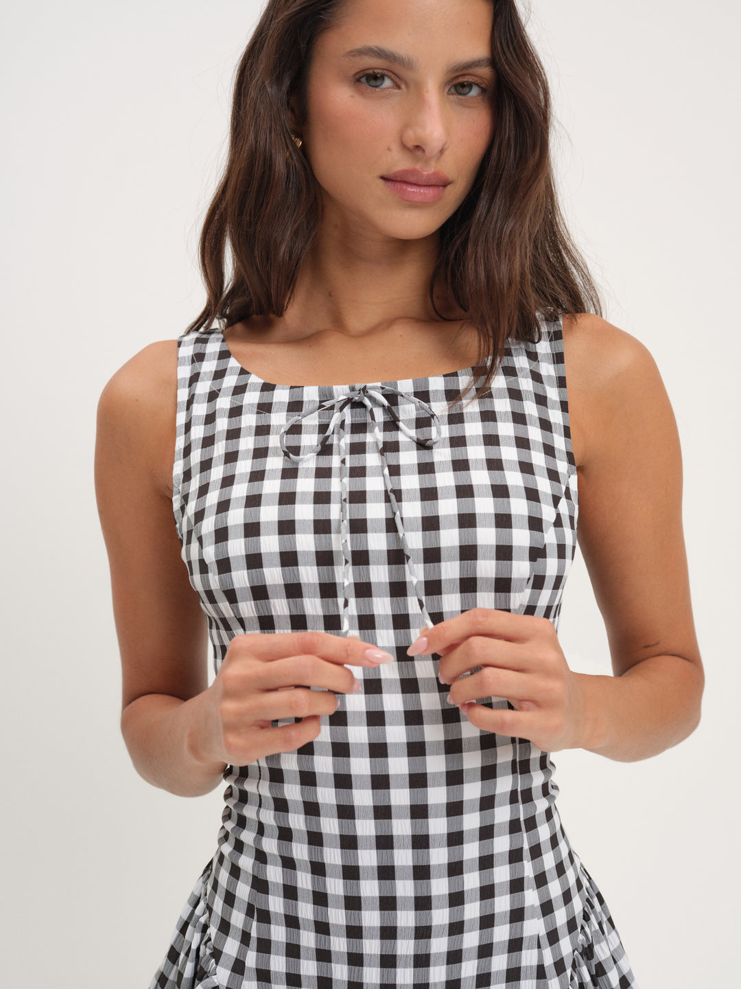 For Love and Lemons - Scotch Bonnet Gingham Mini Dress - Black