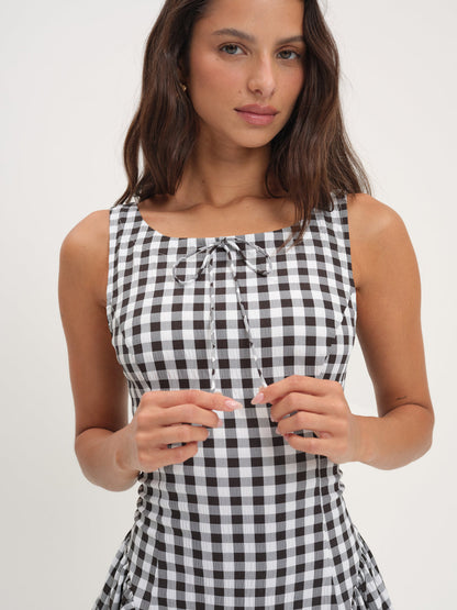 For Love and Lemons - Scotch Bonnet Gingham Mini Dress - Black