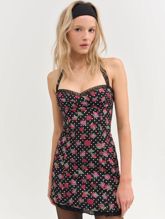 For Love and Lemons - Betty Bud Mini Dress - Black