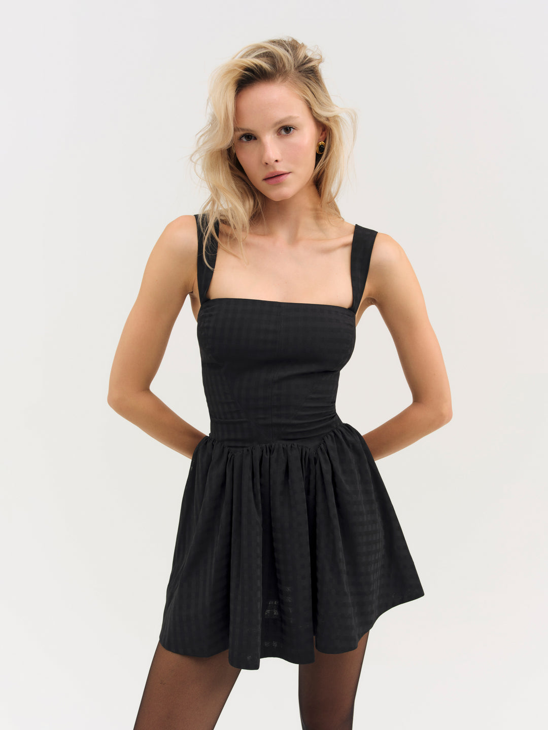 For Love and Lemons - Ginny Gingham Mini Dress - Black