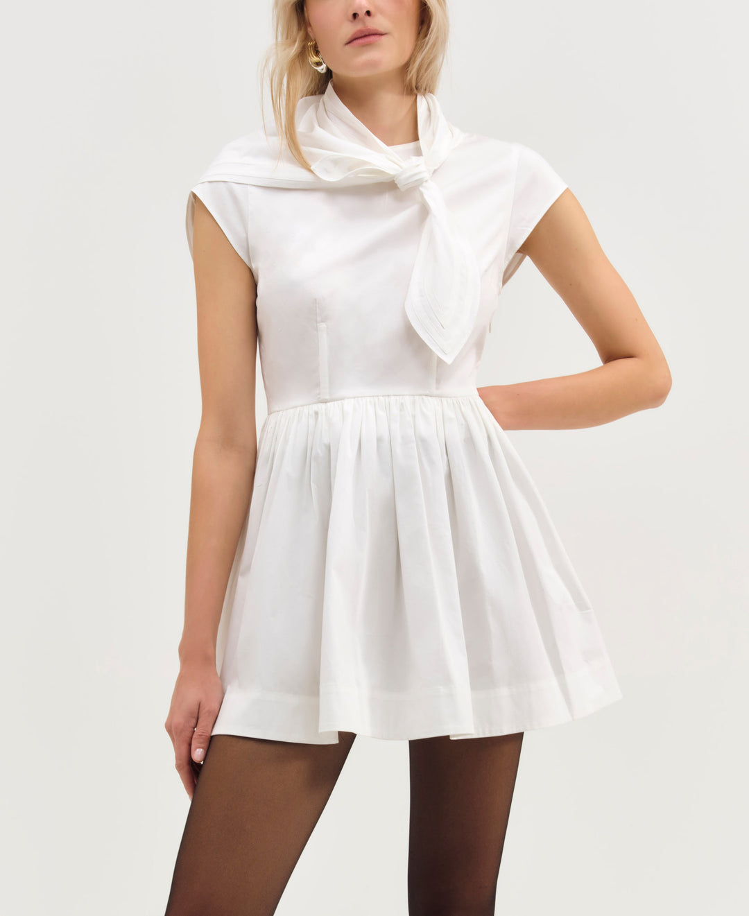 For Love and Lemons - Helena Poplin Scarf Mini Dress - White