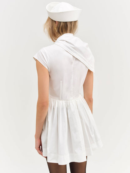 For Love and Lemons - Helena Poplin Scarf Mini Dress - White