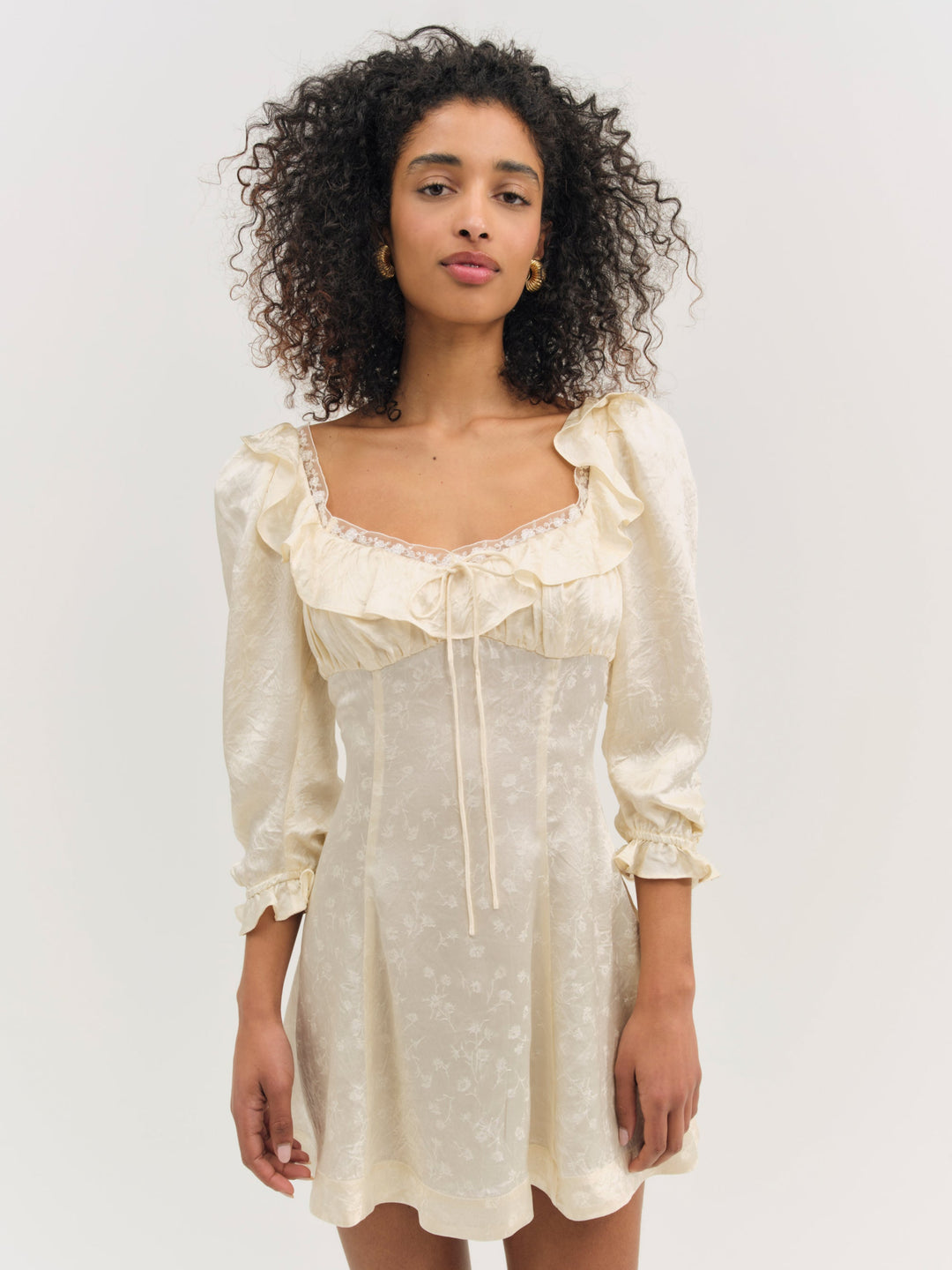 For Love and Lemons - Carla Jacquard Mini Dress - Cream