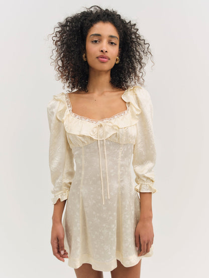 For Love and Lemons - Carla Jacquard Mini Dress - Cream
