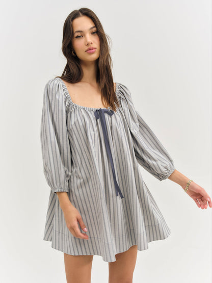 For Love and Lemons - Linen Stripe Mini Dress - Blue