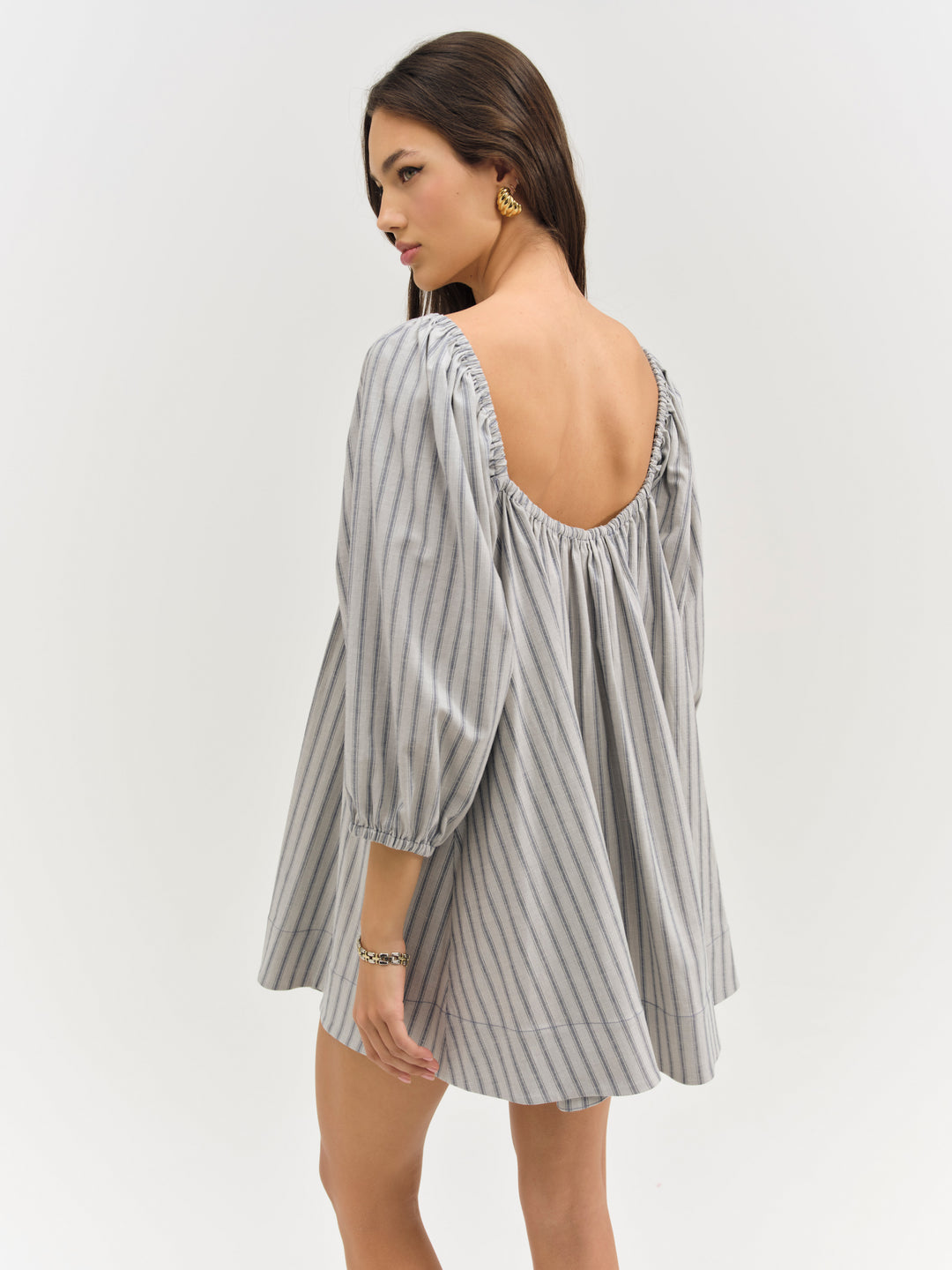 For Love and Lemons - Linen Stripe Mini Dress - Blue