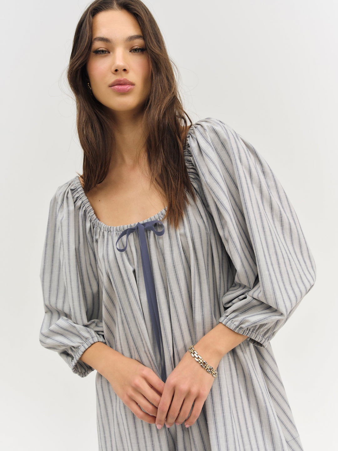 For Love and Lemons - Linen Stripe Mini Dress - Blue