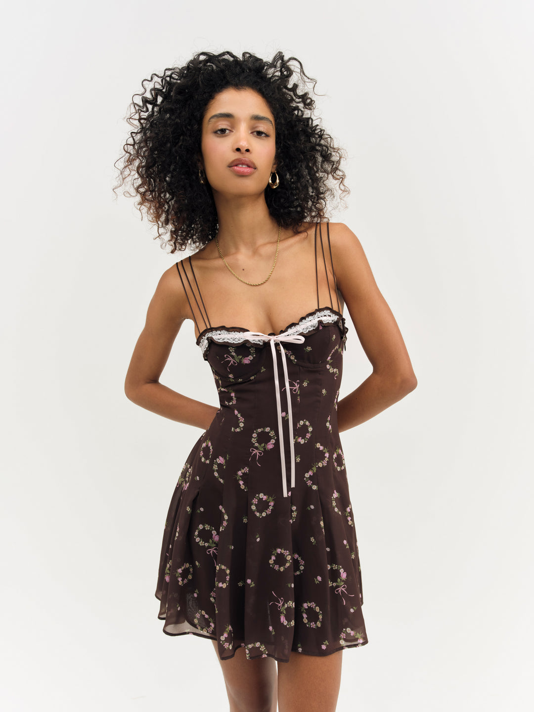 For Love and Lemons - Kate Mini Dress - Brown