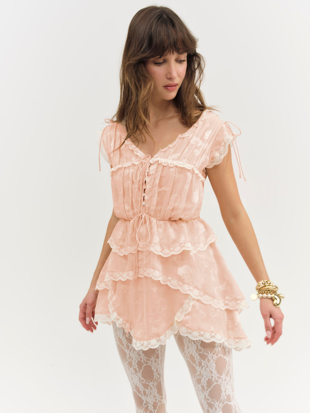 For Love and Lemons - Ciara Mini Dress - Bisque