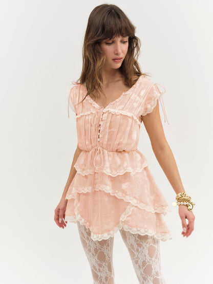 For Love and Lemons - Ciara Mini Dress - Bisque