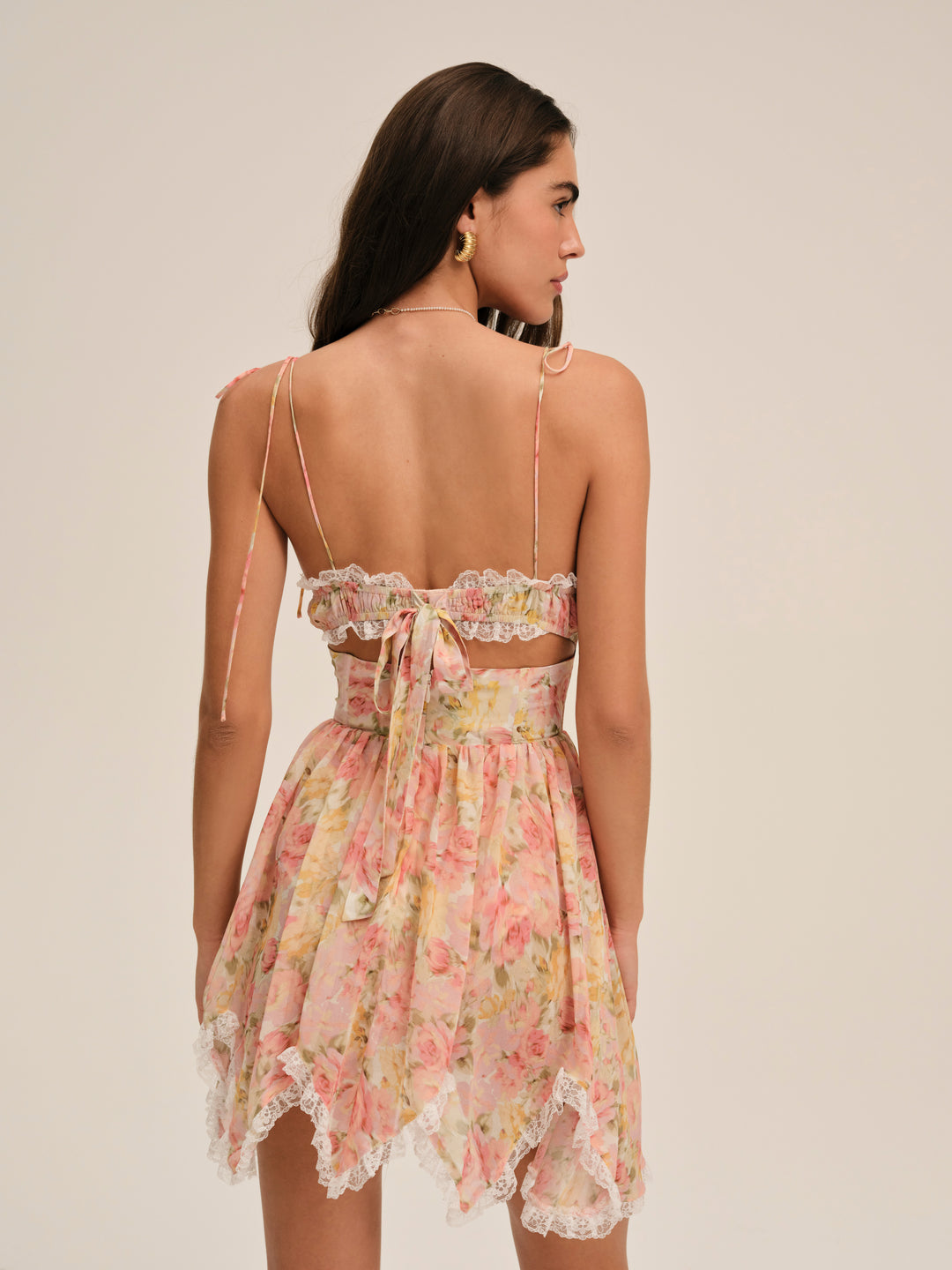 For Love and Lemons - Elea Asymmetrical Mini Dress - Peach