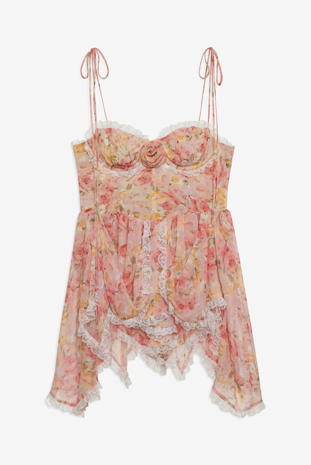 For Love and Lemons - Elea Asymmetrical Mini Dress - Peach