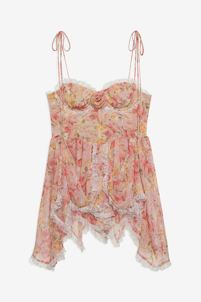 For Love and Lemons - Elea Asymmetrical Mini Dress - Peach