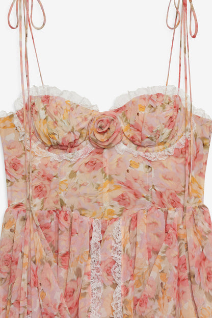 For Love and Lemons - Elea Asymmetrical Mini Dress - Peach