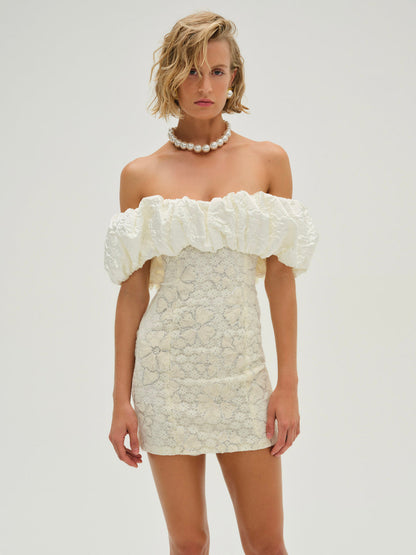 For Love and Lemons - Snowflake Daisy Mini Dress - Cream