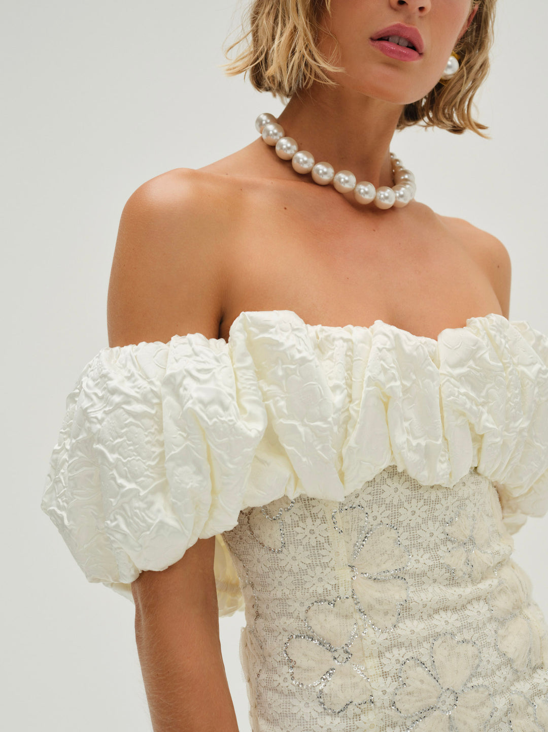 For Love and Lemons - Snowflake Daisy Mini Dress - Cream