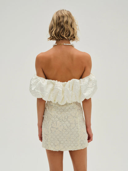For Love and Lemons - Snowflake Daisy Mini Dress - Cream