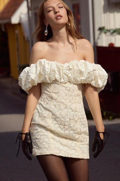 For Love and Lemons - Snowflake Daisy Mini Dress - Cream