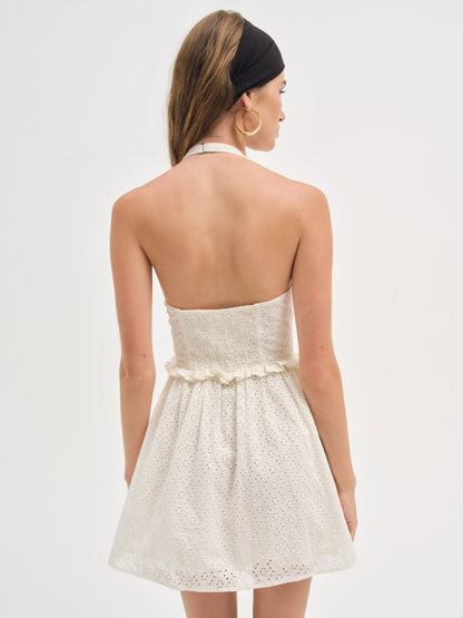 For Love and Lemons - Janice Halter Mini Dress - White