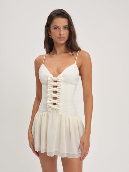 For Love and Lemons - Josie Micro Mini Dress - Cream