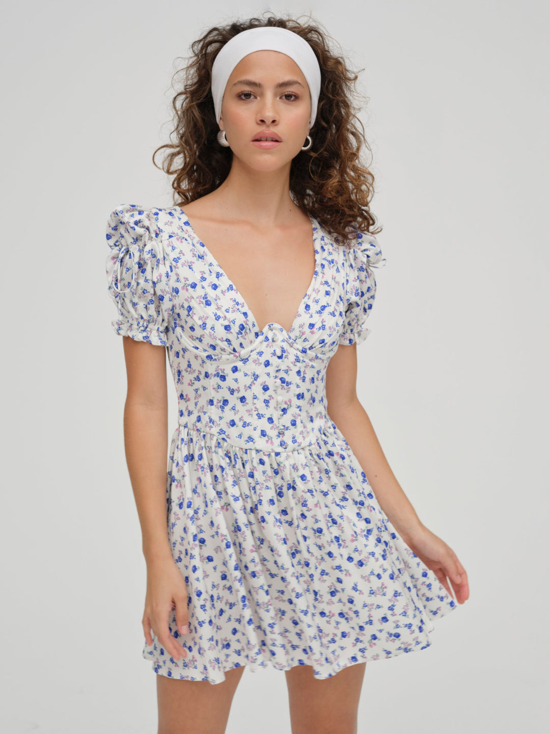 For Love and Lemons - Paulina Puff Sleeve Dress - Blue