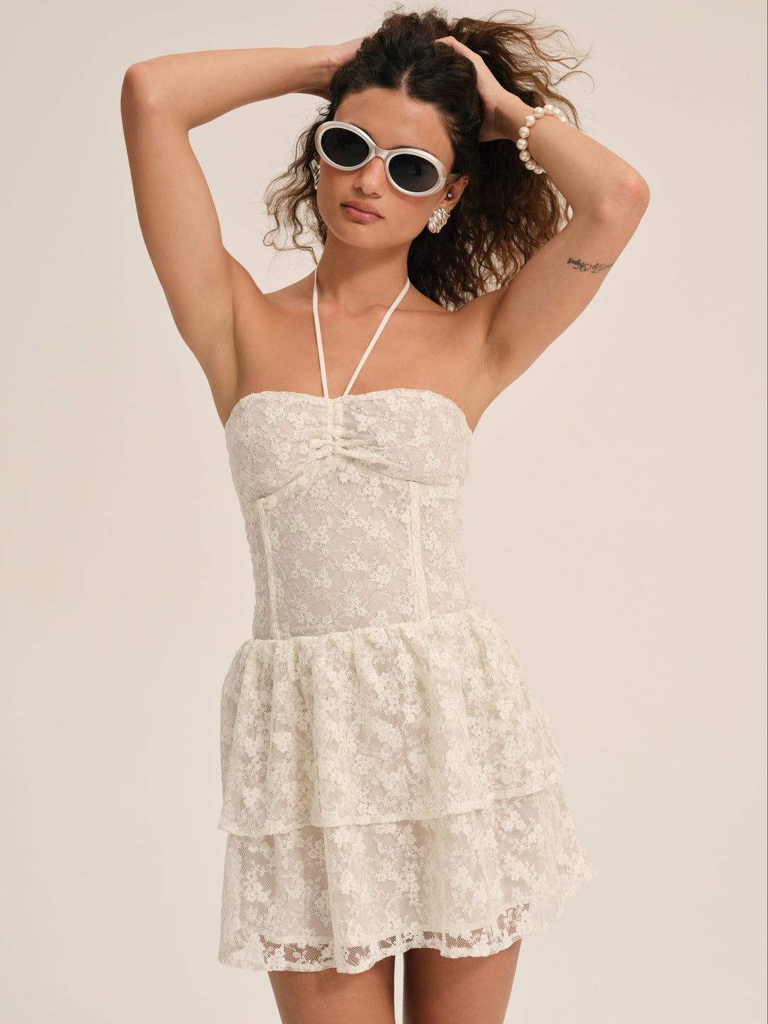 For Love and Lemons - Ciao Lace Mini Dress - Natural