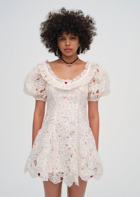 For Love and Lemons - Aphrodite Embroidered Mini Dress - White