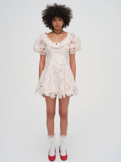 For Love and Lemons - Aphrodite Embroidered Mini Dress - White