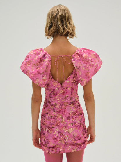 For Love and Lemons - Blurred Roses Mini Dress - Pink