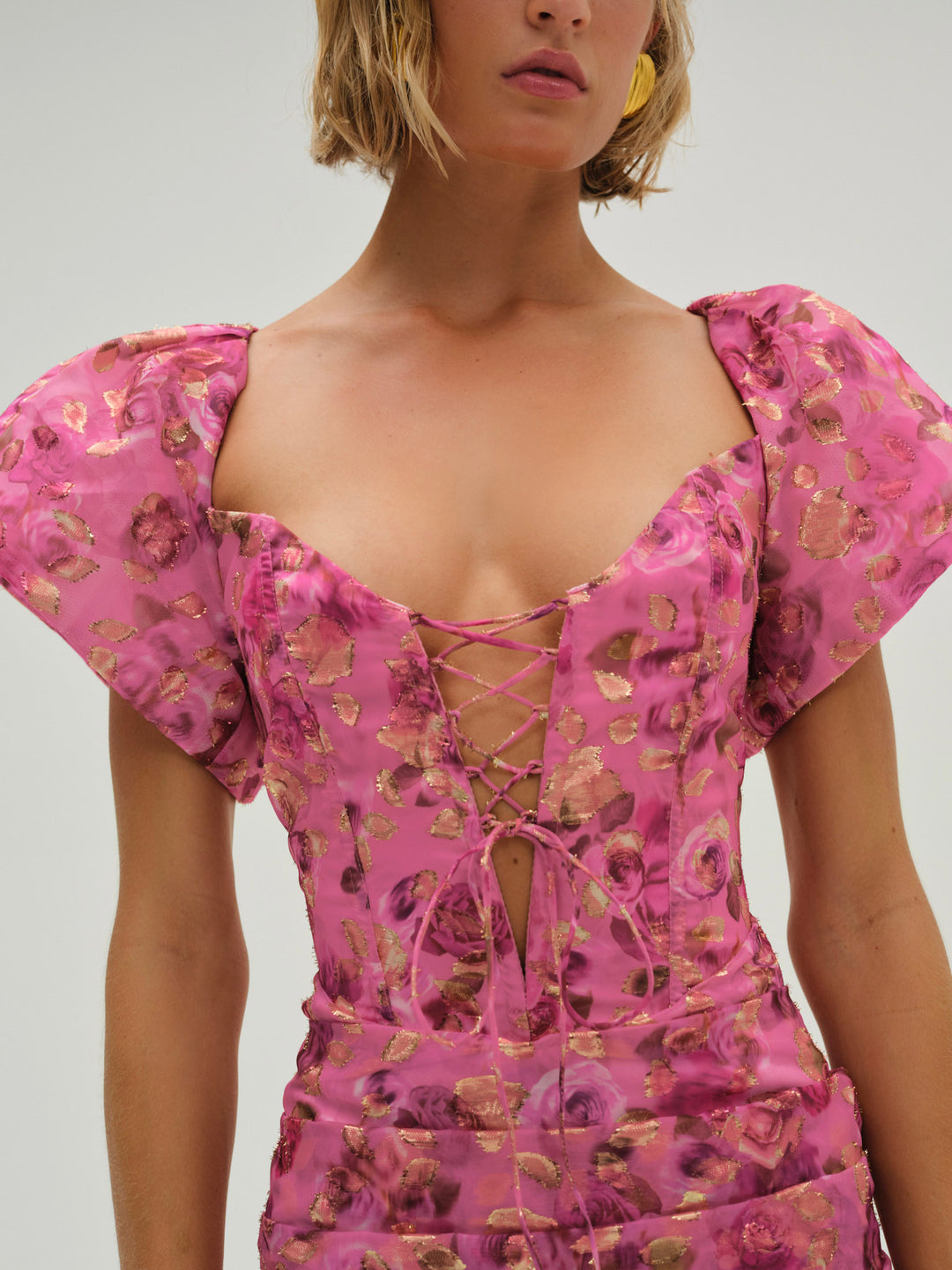For Love and Lemons - Blurred Roses Mini Dress - Pink