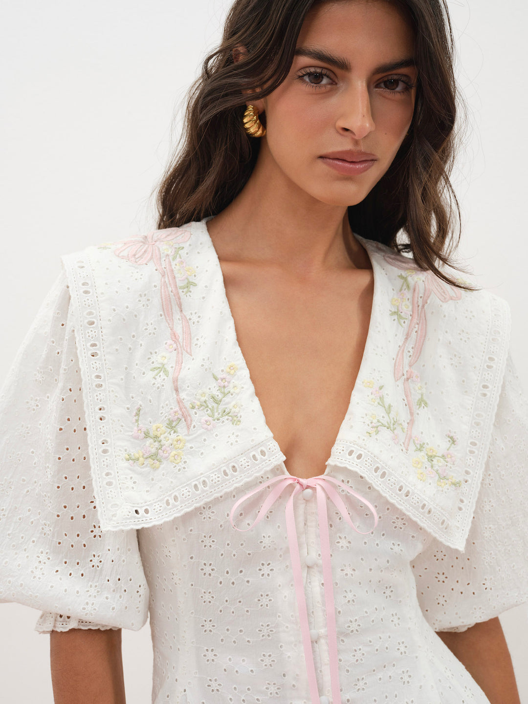 For Love and Lemons - Mi Amore Embroidered Mini Dress - White