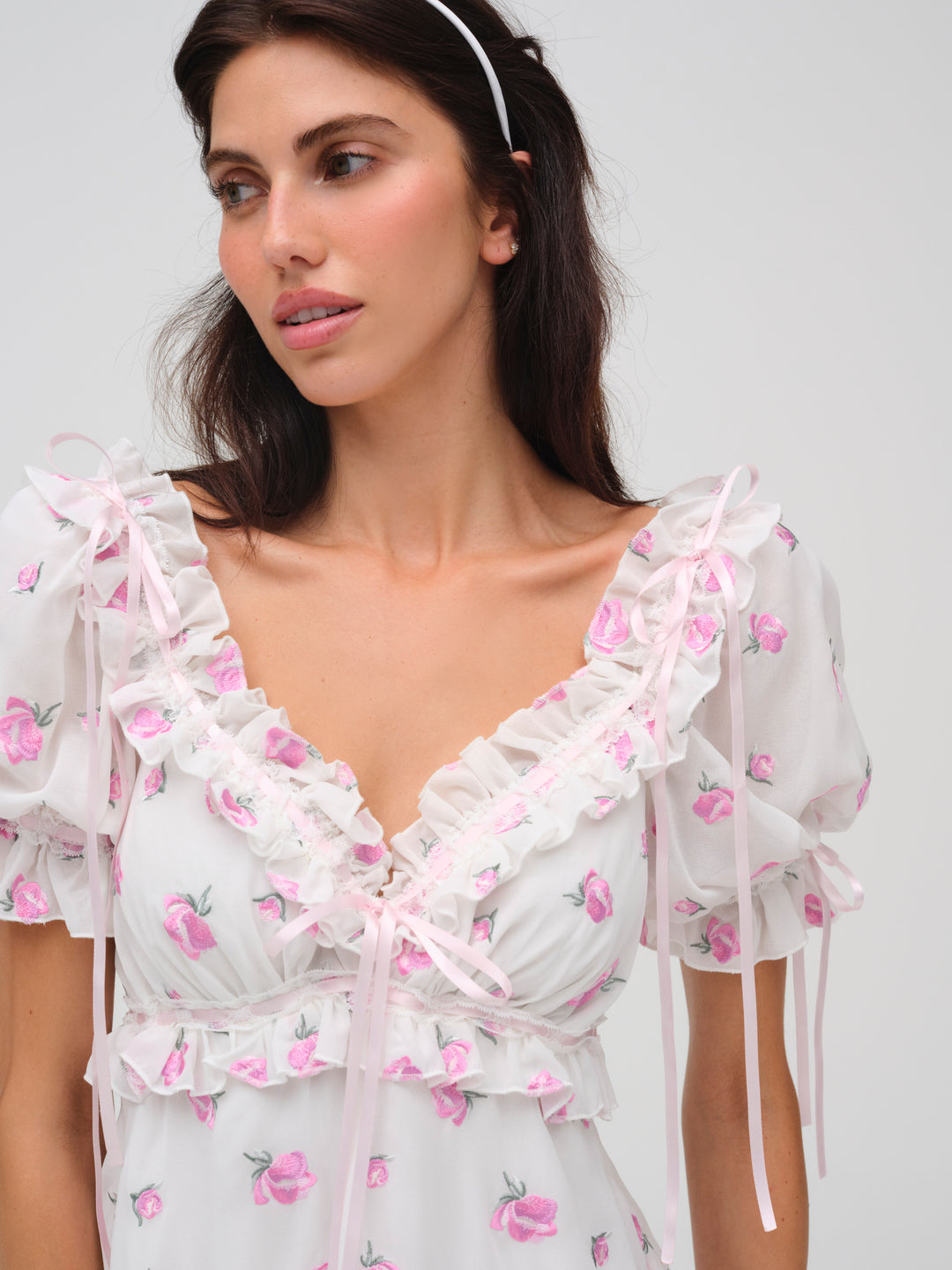 For Love and Lemons - Fiona Floral Mini Dress - White