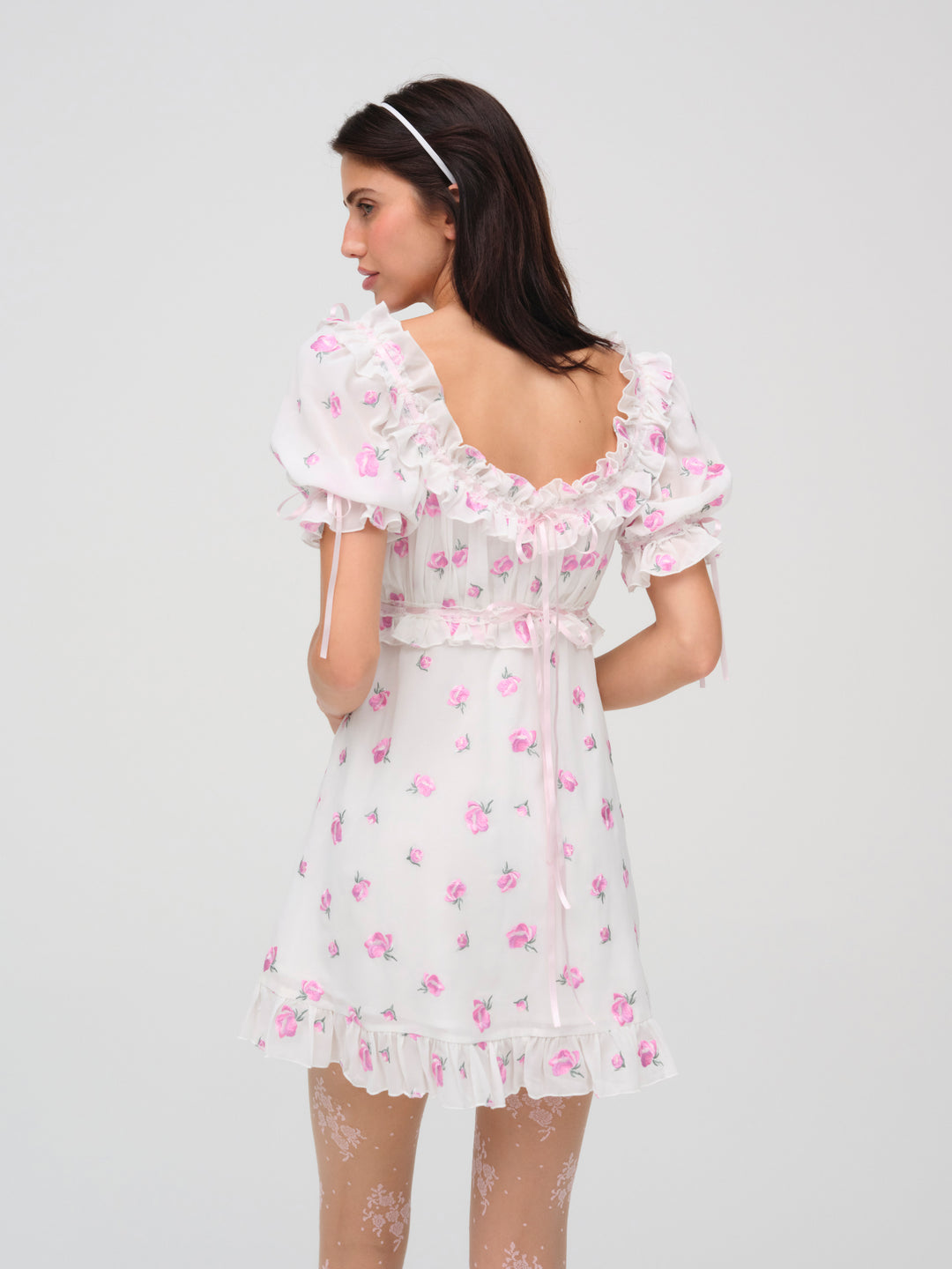 For Love and Lemons - Fiona Floral Mini Dress - White