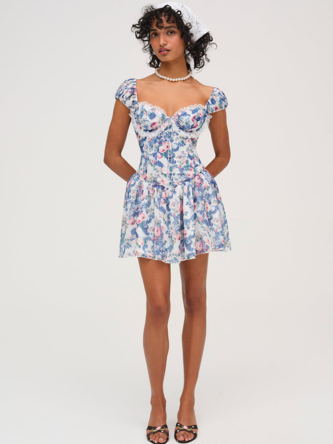 For Love and Lemons - Audrey Floral Mini Dress - Blue