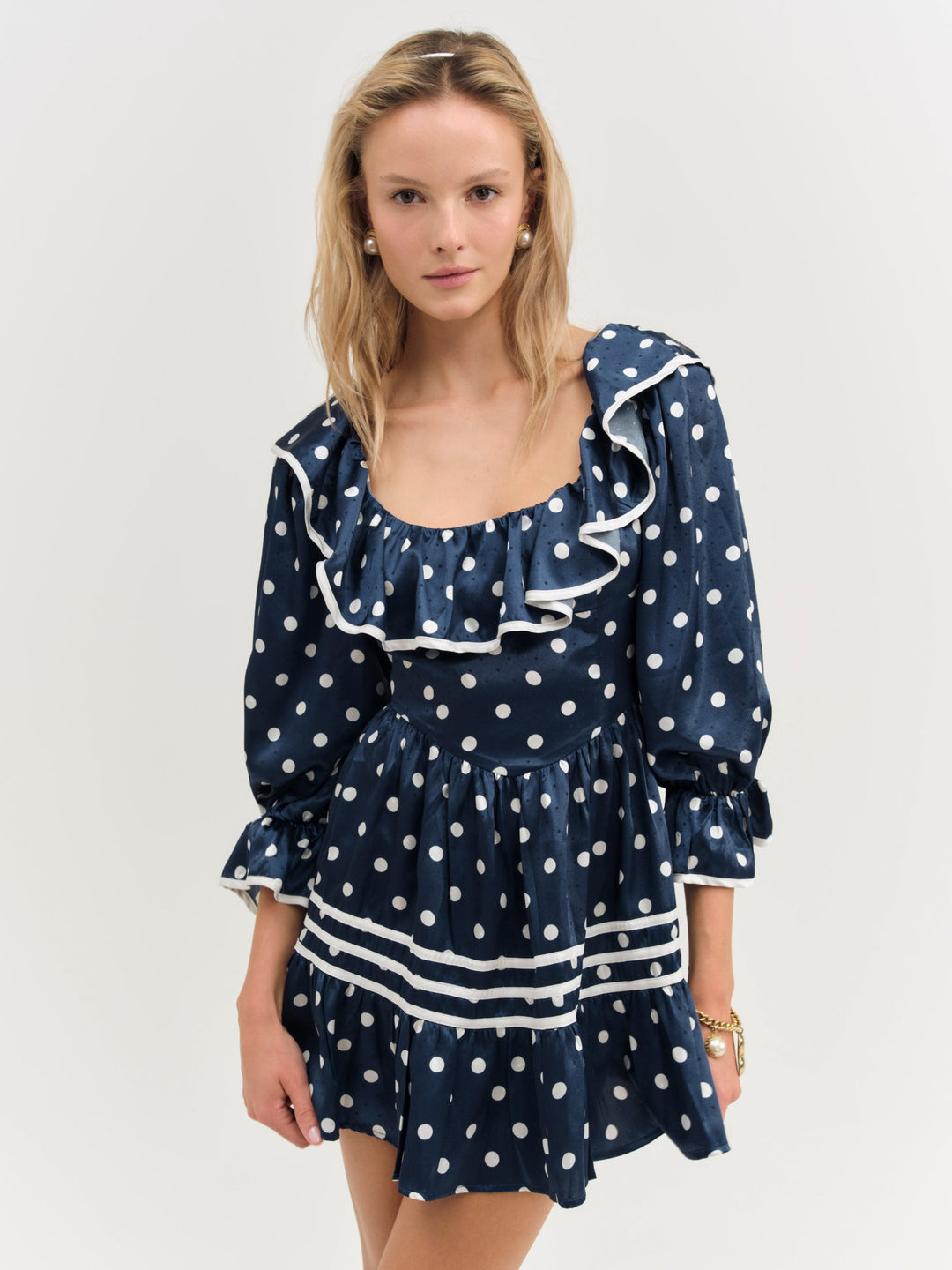 For Love and Lemons - Seaside Dot Mini Dress - Navy
