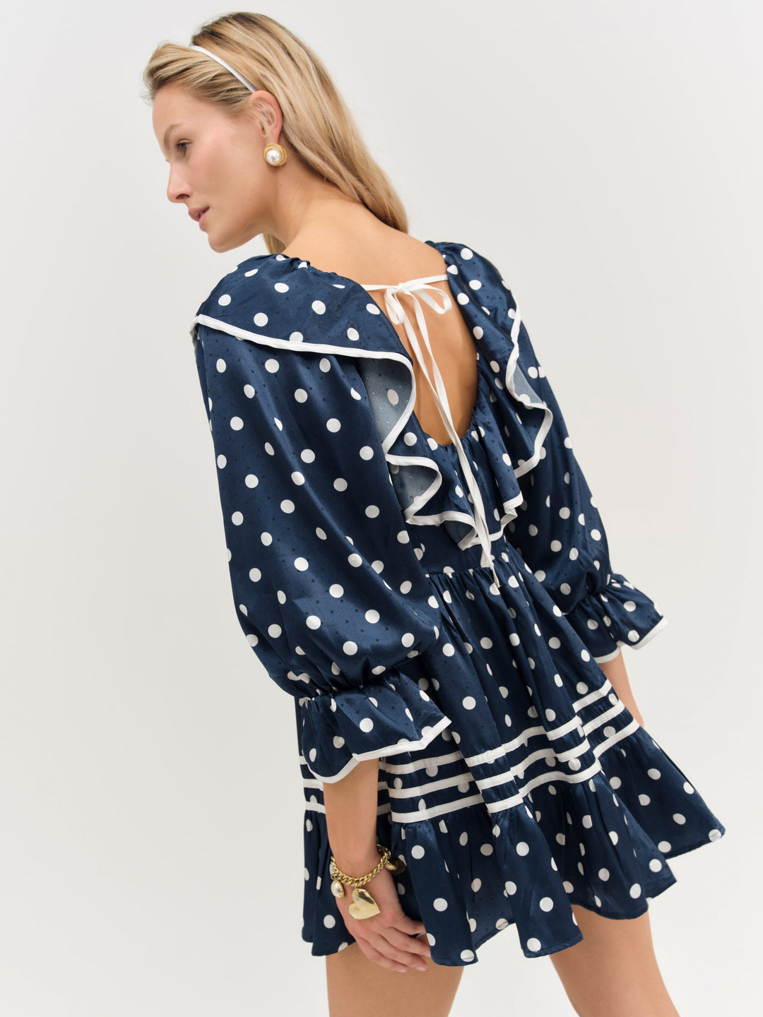 For Love and Lemons - Seaside Dot Mini Dress - Navy
