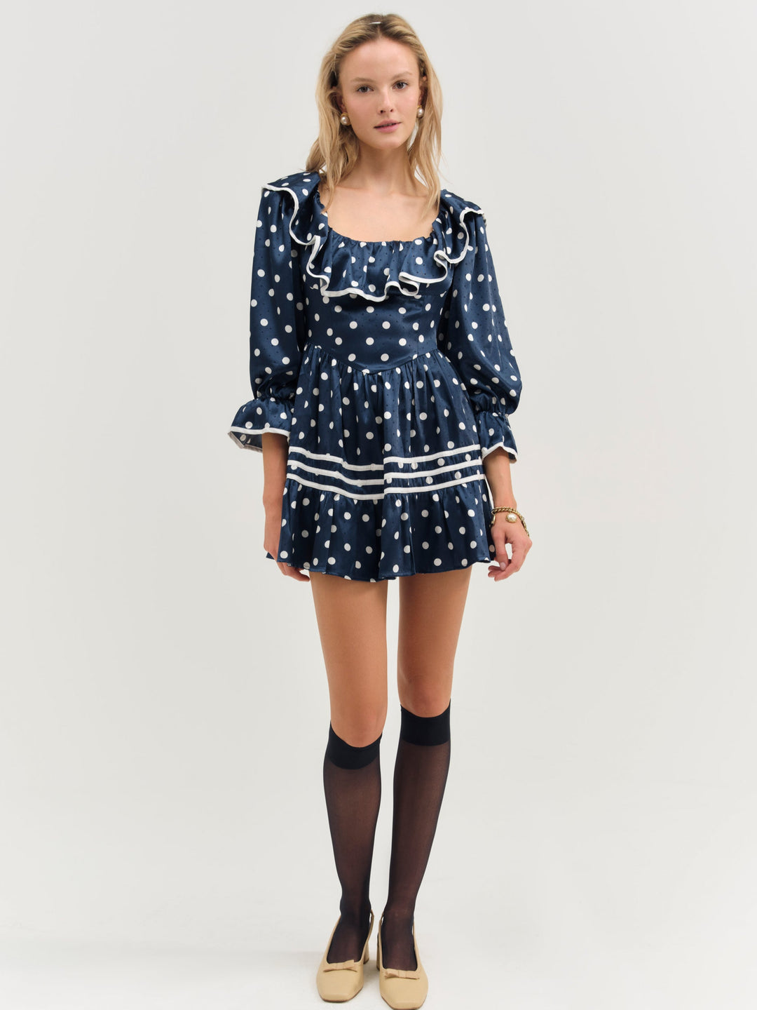 For Love and Lemons - Seaside Dot Mini Dress - Navy