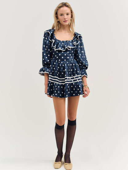 For Love and Lemons - Seaside Dot Mini Dress - Navy