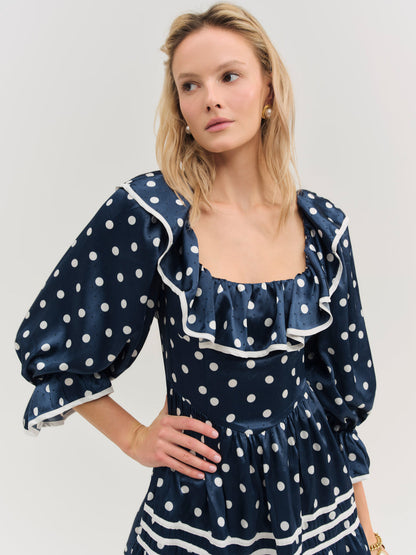For Love and Lemons - Seaside Dot Mini Dress - Navy